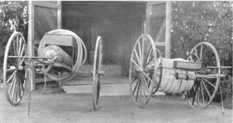 Antique fire hose reel cart